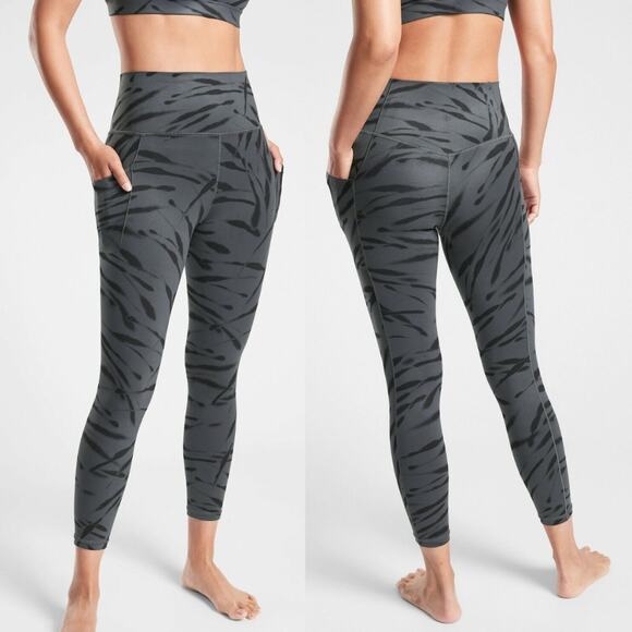 ATHLETA Salutation Stash Pocket II UPF 50+ Athletic Leggings 25" Gray Small - Picture 1 of 12